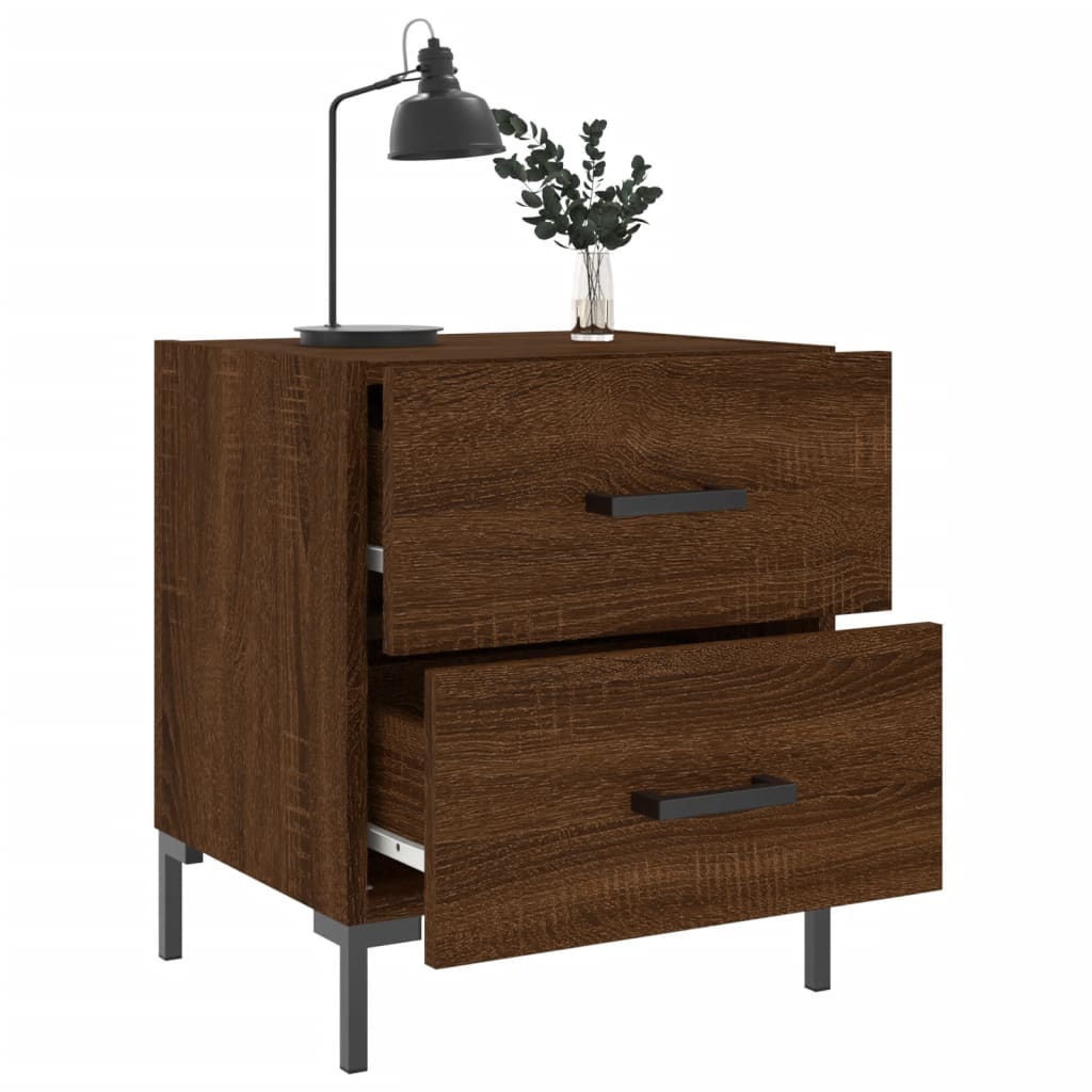 Mesita De Noche Madera De Ingeniería Roble Marrón 40x35x47,5 Cm_2