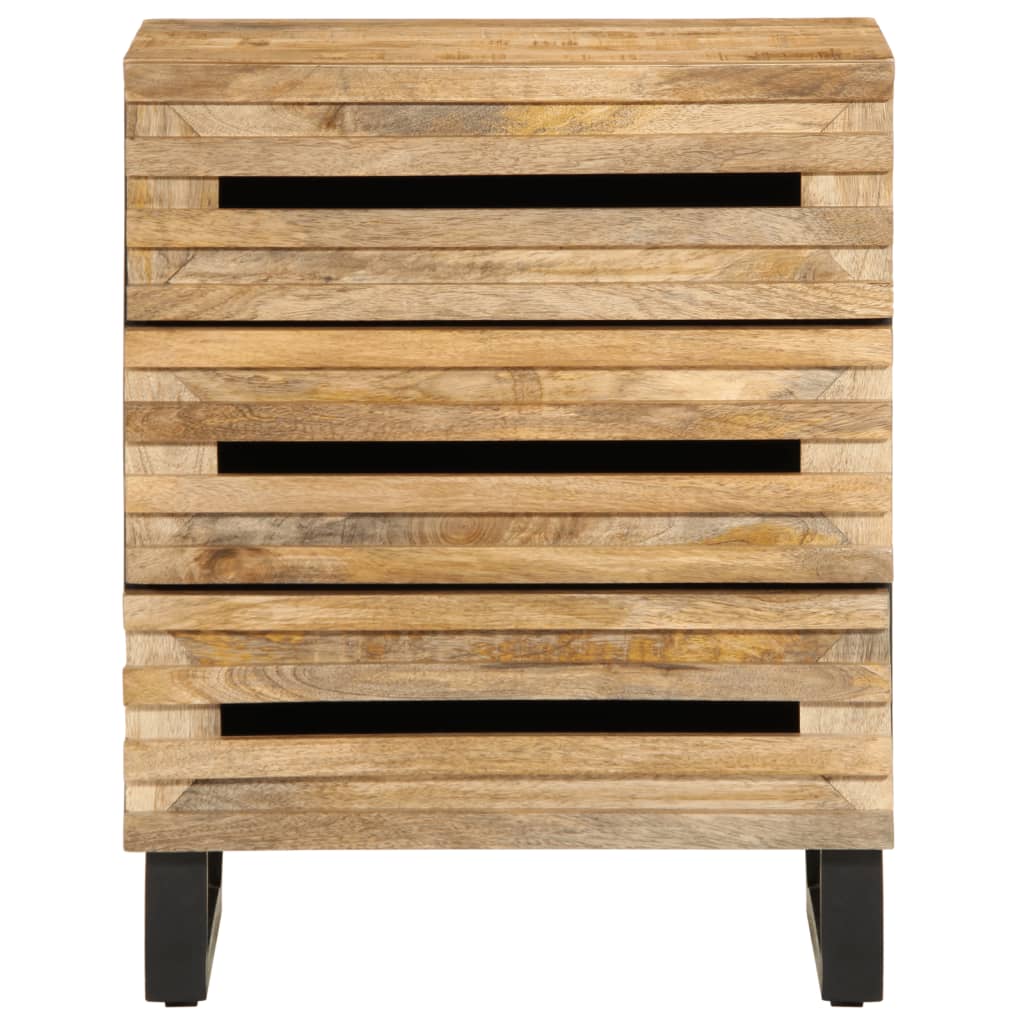 Mesita De Noche De Madera Maciza De Mango Rugosa 50x34x62 Cm_0