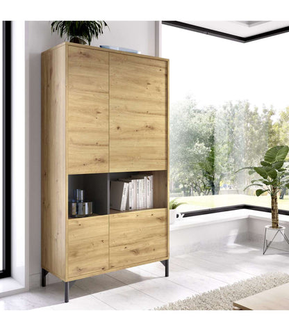 Modulo Alto Cuatro Puertas Para Salon O Cocina Duna I En Nordic-grafito 143,6 Cm(alto)72.2 Cm(ancho)33,5 Cm(largo)_0