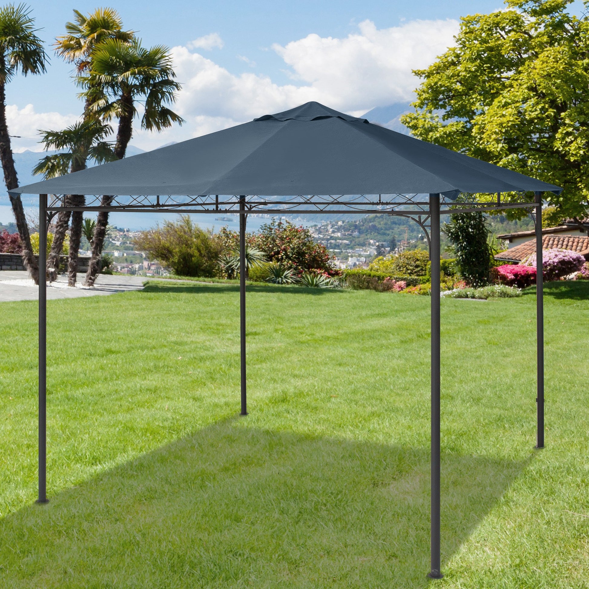 Outsunny Techo De Repuesto 300x300 Cm Cenador De Jardín Con 8 Orificios Gris_1