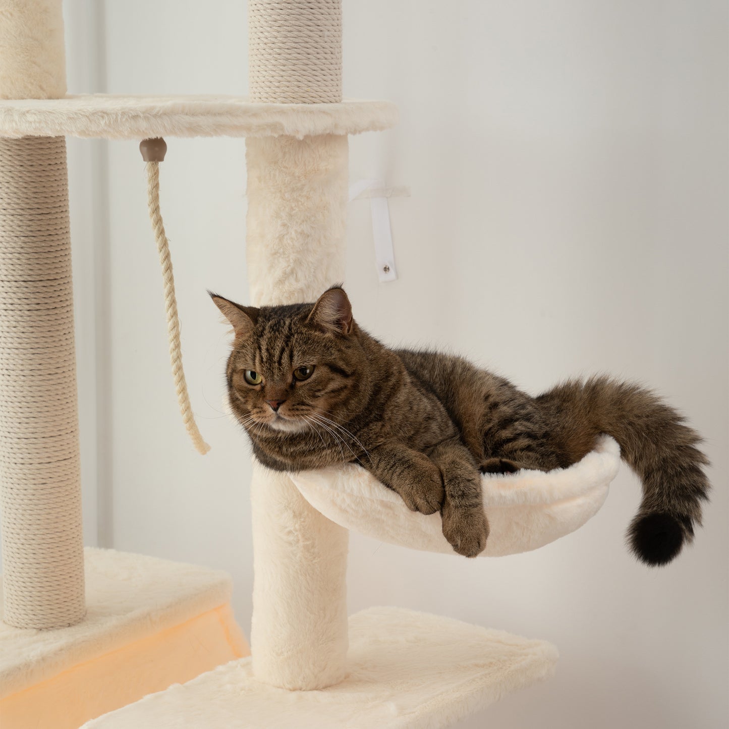 Pawhut Árbol Para Gatos De Suelo A Techo Con Altura Ajustable 225-255 Cm Beige_4