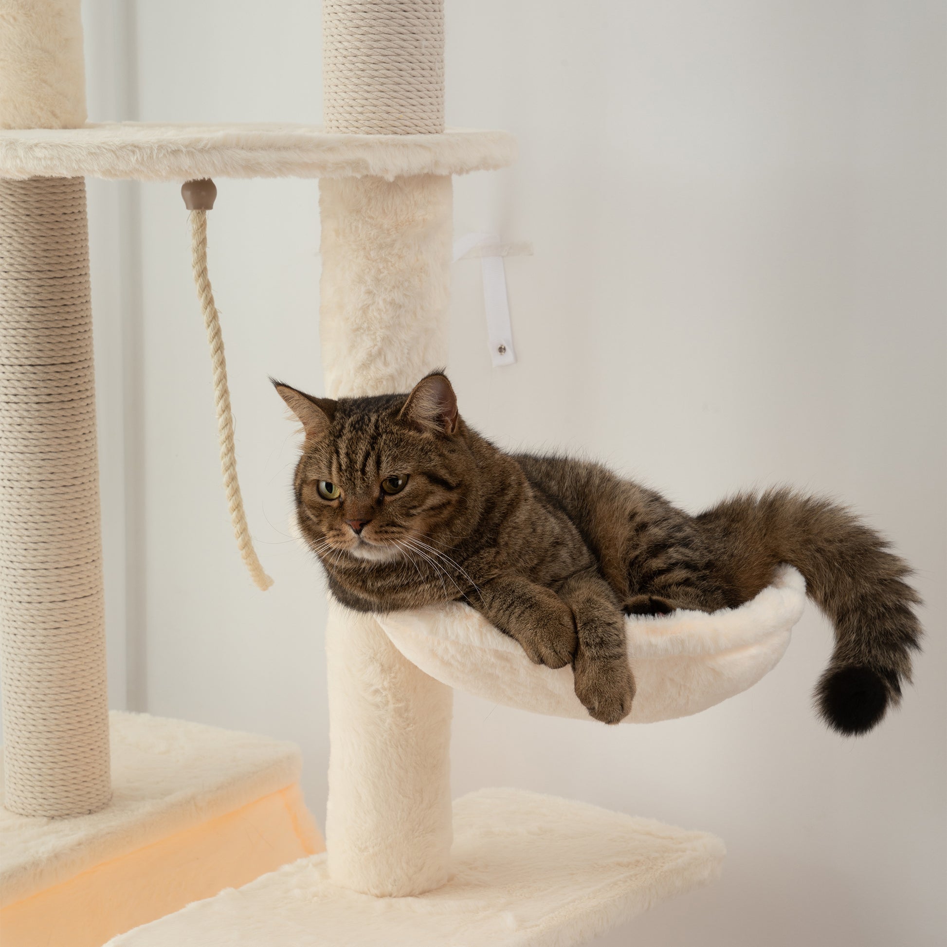 Pawhut Árbol Para Gatos De Suelo A Techo Con Altura Ajustable 225-255 Cm Beige_4