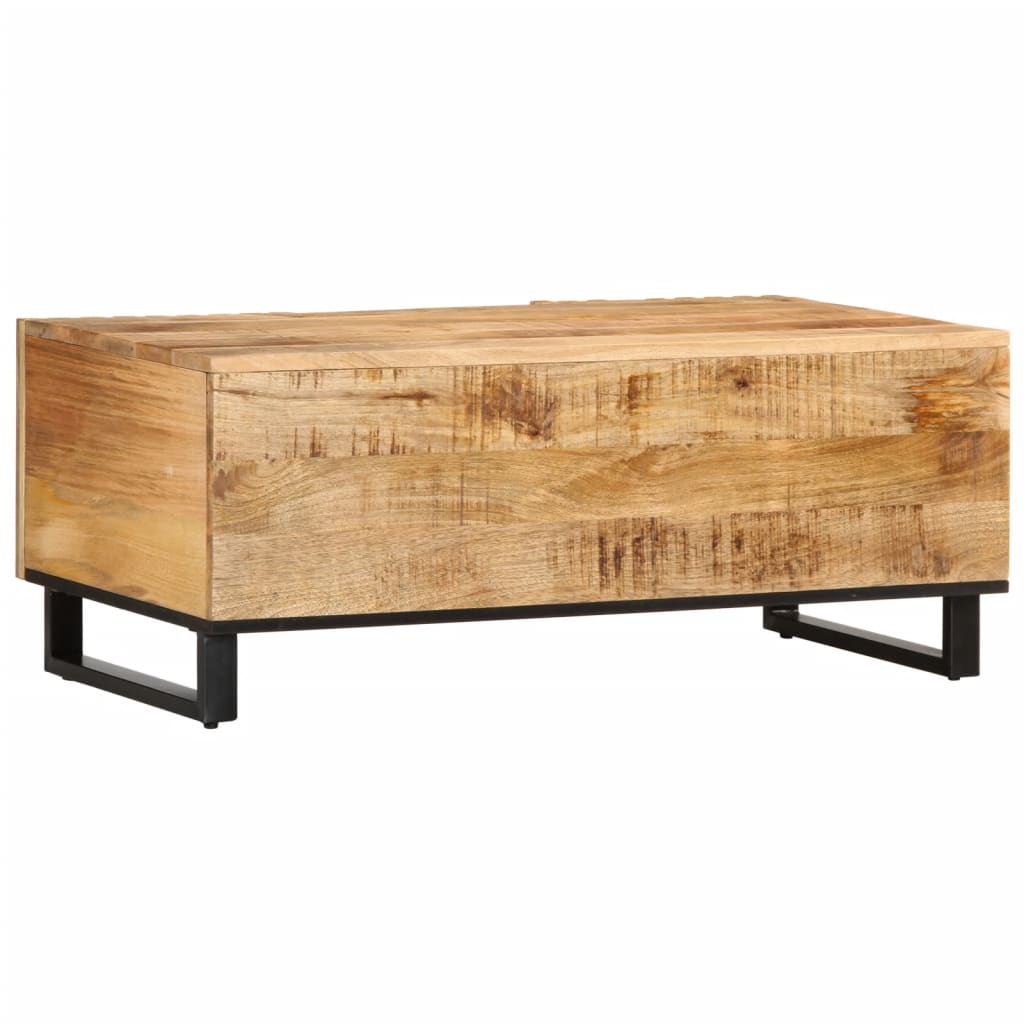 Mesa De Centro De Madera Maciza De Mango Rugosa 100x55x40 Cm_2