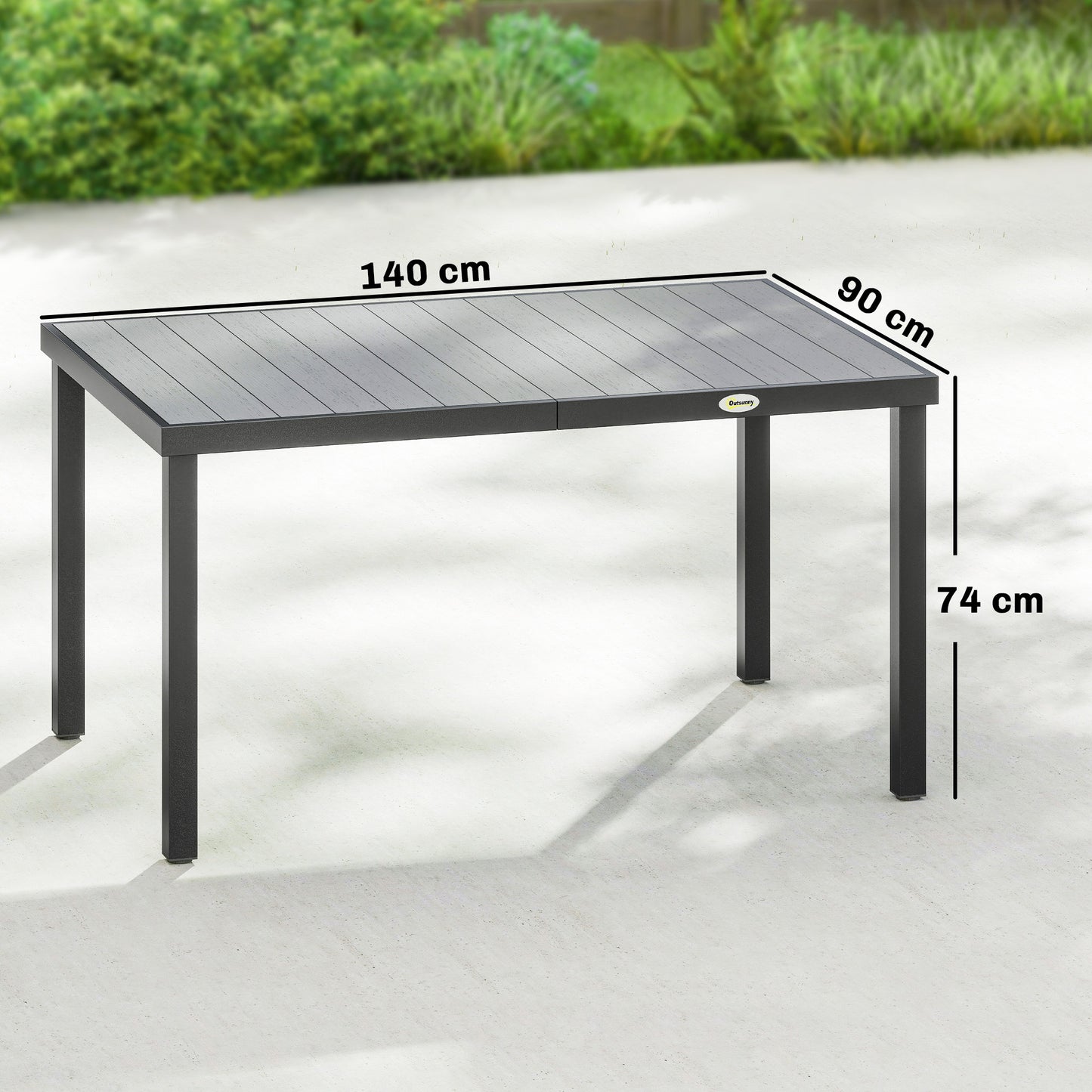 Outsunny Mesa De Comedor De Jardín Rectangular Con Estructura De Acero Gris_2