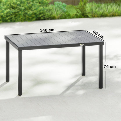 Outsunny Mesa De Comedor De Jardín Rectangular Con Estructura De Acero Gris_2