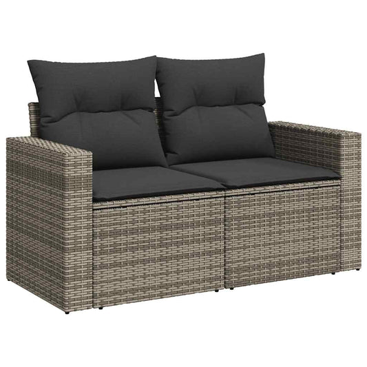 Set De Sofás De Jardín Y Cojines 10 Pzas Ratán Sintético Gris / Vetonek_0
