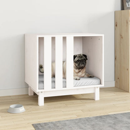 Vidaxl Caseta Para Perros Madera Maciza De Pino Blanco 60x45x57 Cm_1