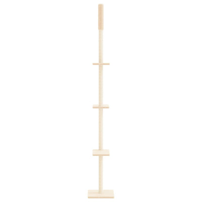 Vidaxl Árbol Rascador Para Gatos De Suelo A Techo Crema 267,5-297,5 Cm_3