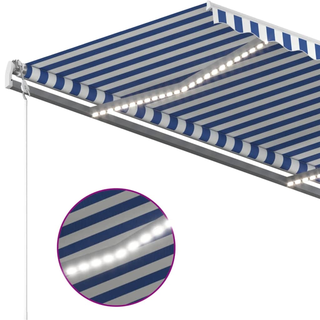 Toldo Automático Led Sensor De Viento Azul Y Blanco 400x350 Cm_3