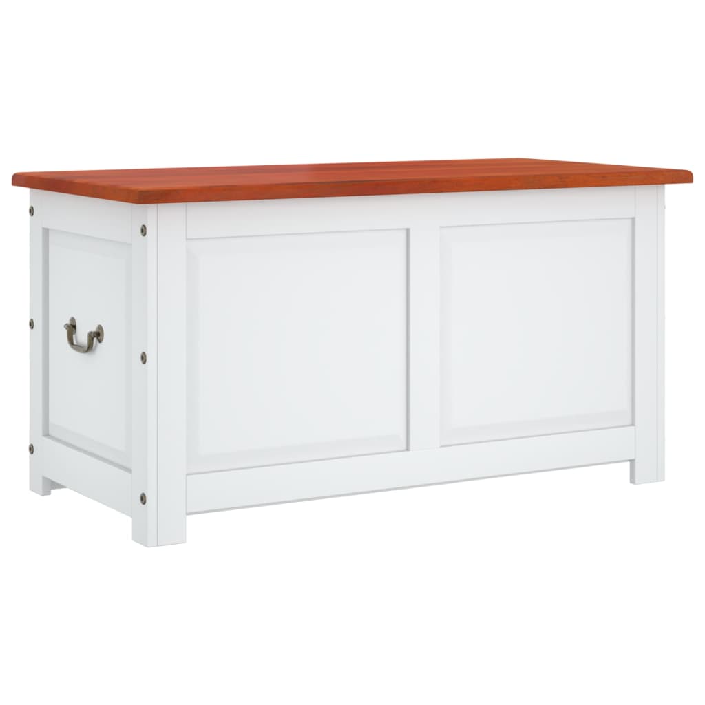 Baúl De Almacenaje Con Tapa Madera De Acacia Marrón Y Blanco_1