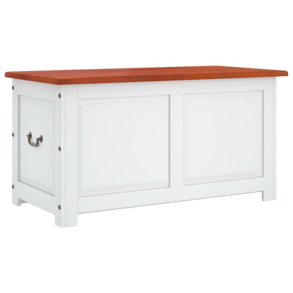 Baúl De Almacenaje Con Tapa Madera De Acacia Marrón Y Blanco_1