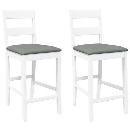 Taburetes De Bar Con Cojines 2 Uds Madera Maciza Blanca Caucho_0