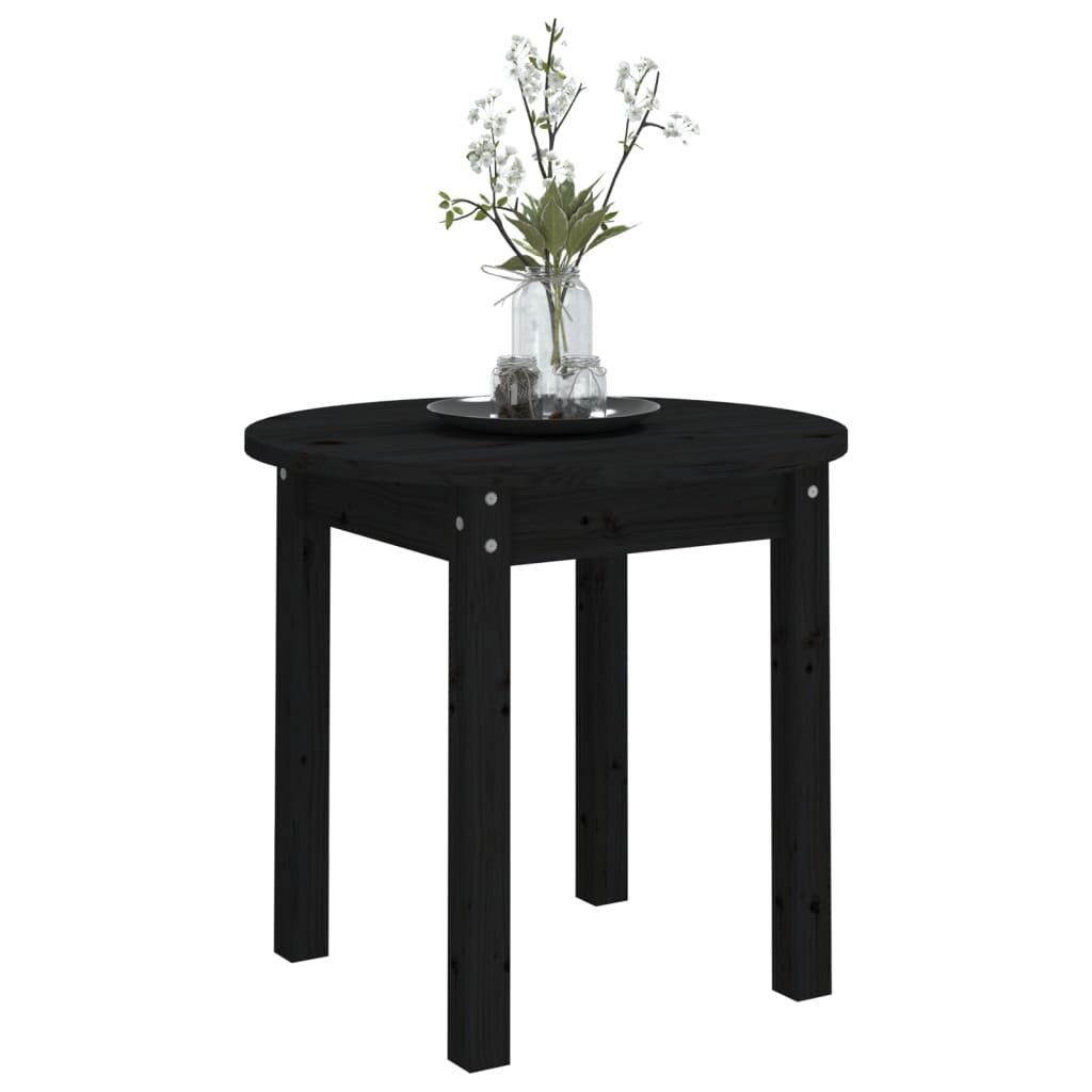 Mesa De Centro Madera Maciza De Pino Negro Ø 45x40 Cm_2