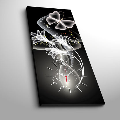 Reloj De Pared Con Lienzo Decorativo De Flores