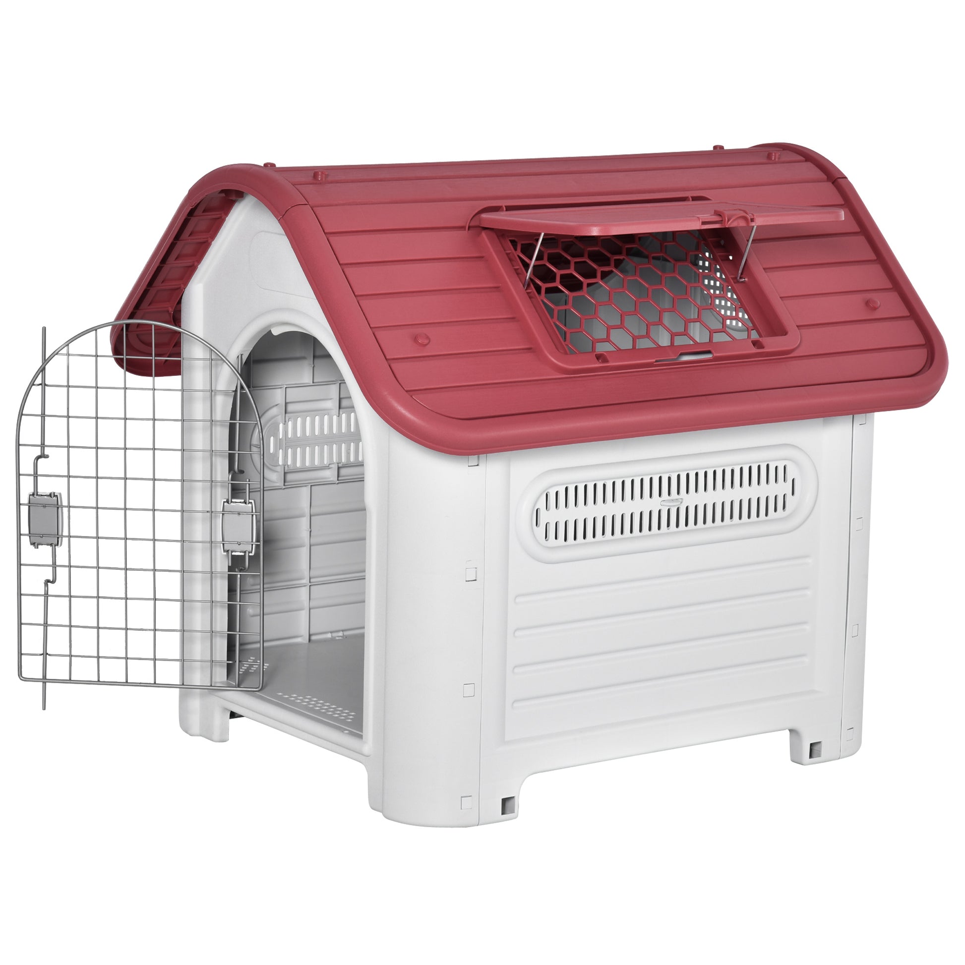 Pawhut Caseta De Perro Con 3 Respiraderos Puerta Ventana Para Jardín Terraza_4