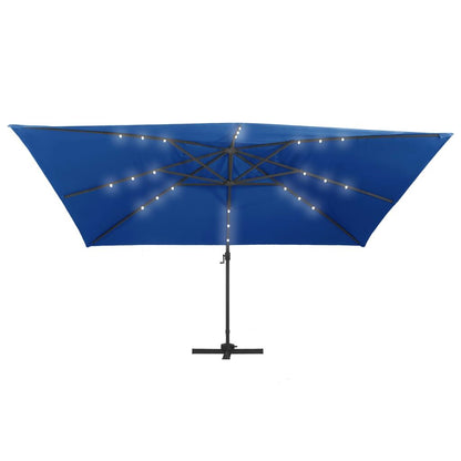 Vidaxl Sombrilla Voladiza Luces Led Y Poste Aluminio Azul Azure 4x3 M_3