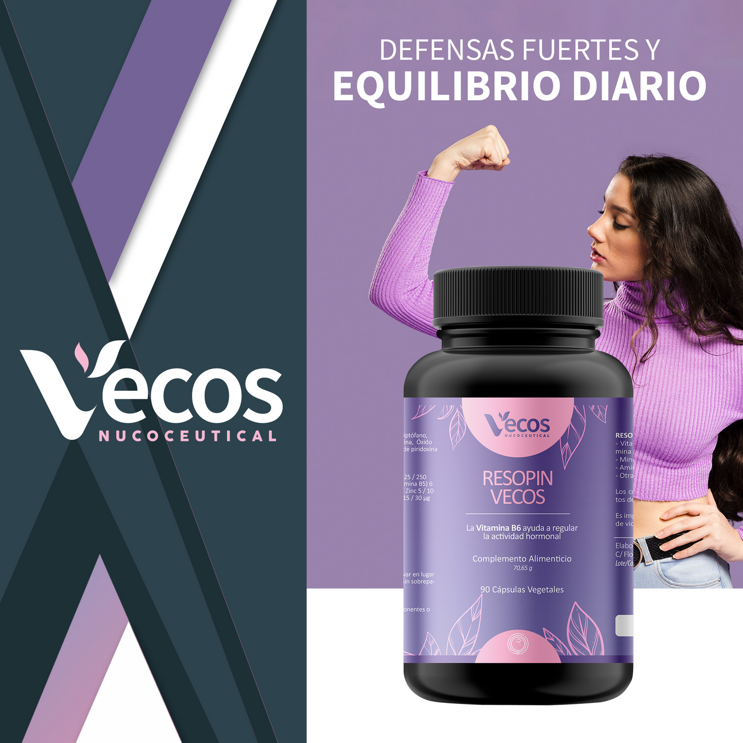Resopin Vecos 90 Cápsulas | Regularidad Menstrual, Fertilidad Femenina | Inositol,cromo_1