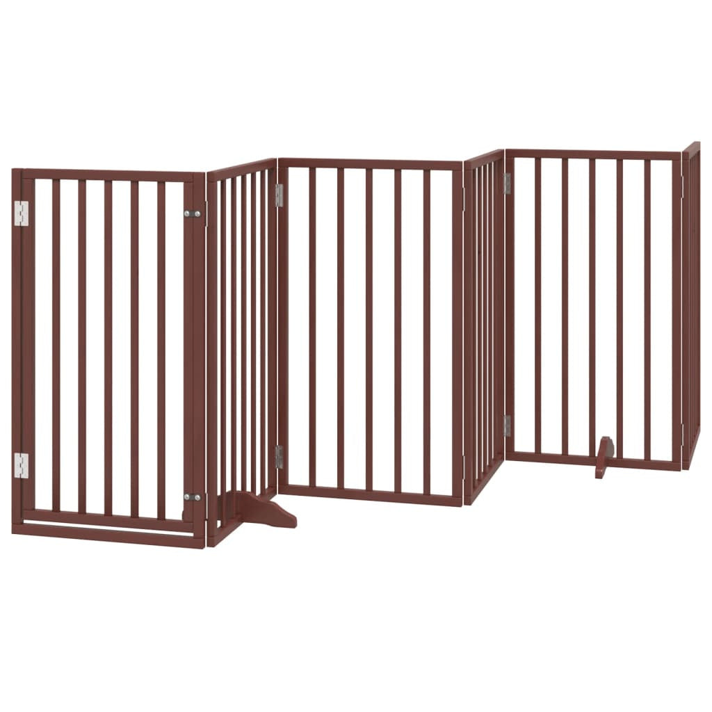 Vidaxl Puerta Para Perros Con Puerta Plegable De 6 Paneles Marrón 300 Cm Madera De Álamo_0