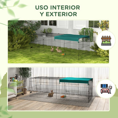 Pawhut Jaula Para Animales Pequeños Con Puertas 220x85x70 Cm Verde_4