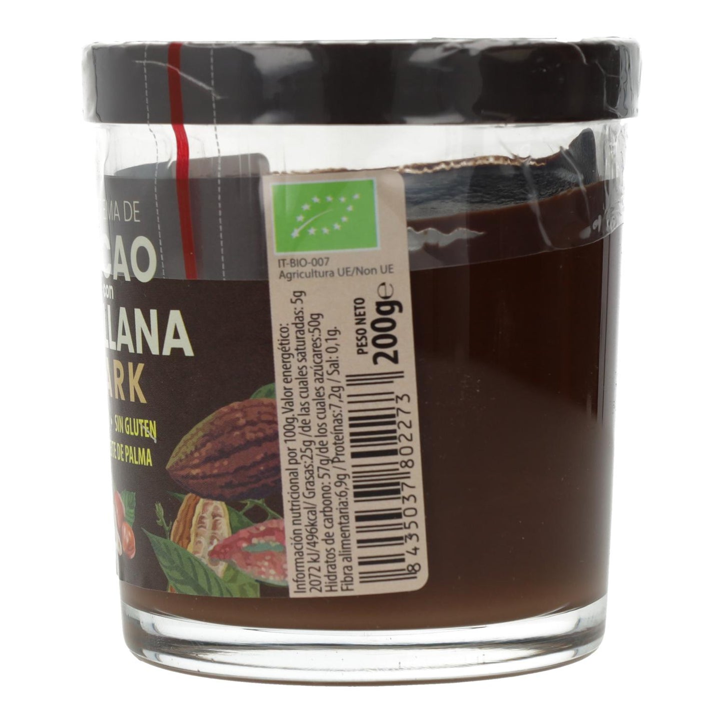 Crema vegana de cacao dark con avellanas bio Sol Natural 200 g