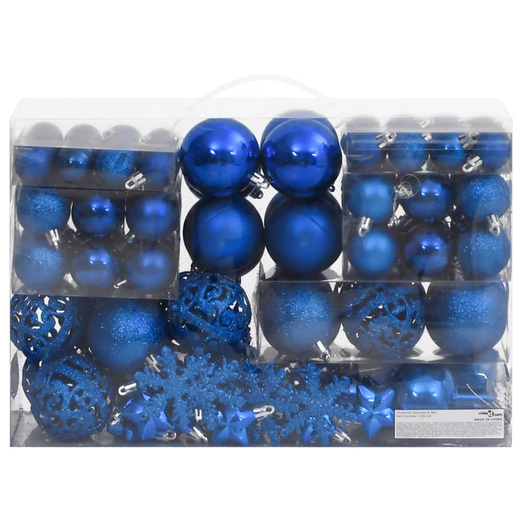 Vidaxl Juego De Bolas De Navidad 111 Pzas Poliestireno Azul_0