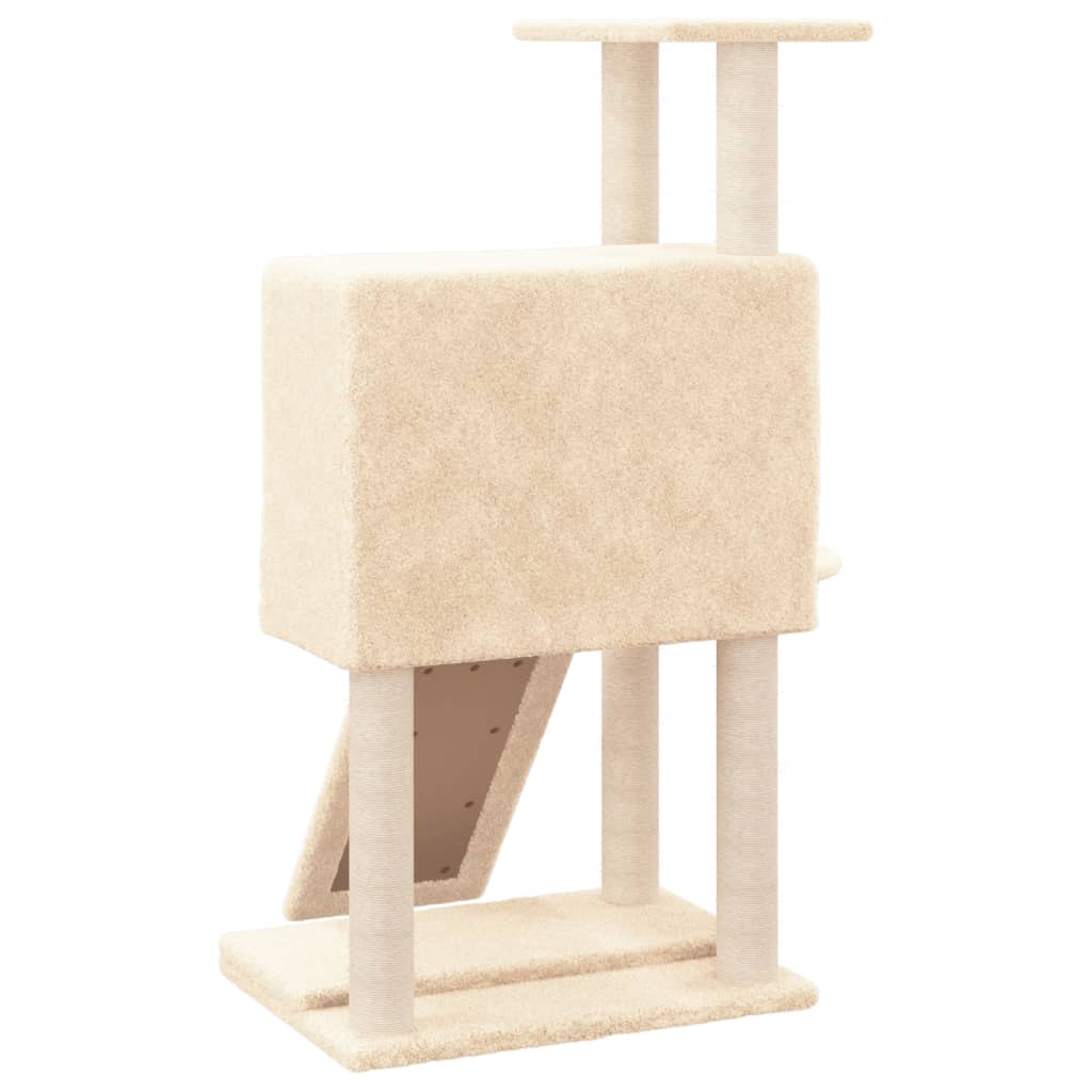 Rascador Para Gatos Con Postes De Sisal Crema 96 Cm_4