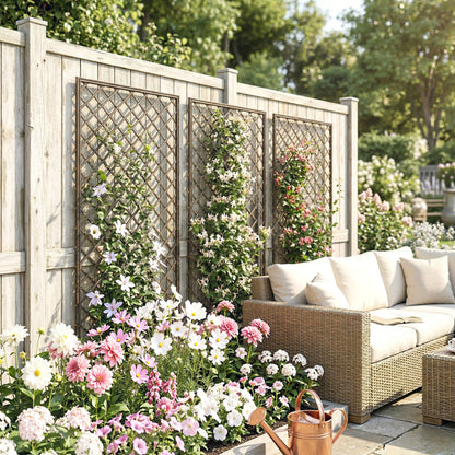 Outsunny Juego De 3 Enrejados De Jardín De Mimbre 43x112 Cm Madera Natural_4