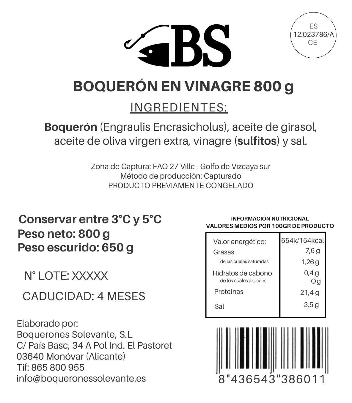 Pack Ahorro 2 X Boquerón En Vinagre Mar Cantábrico 800 G_1