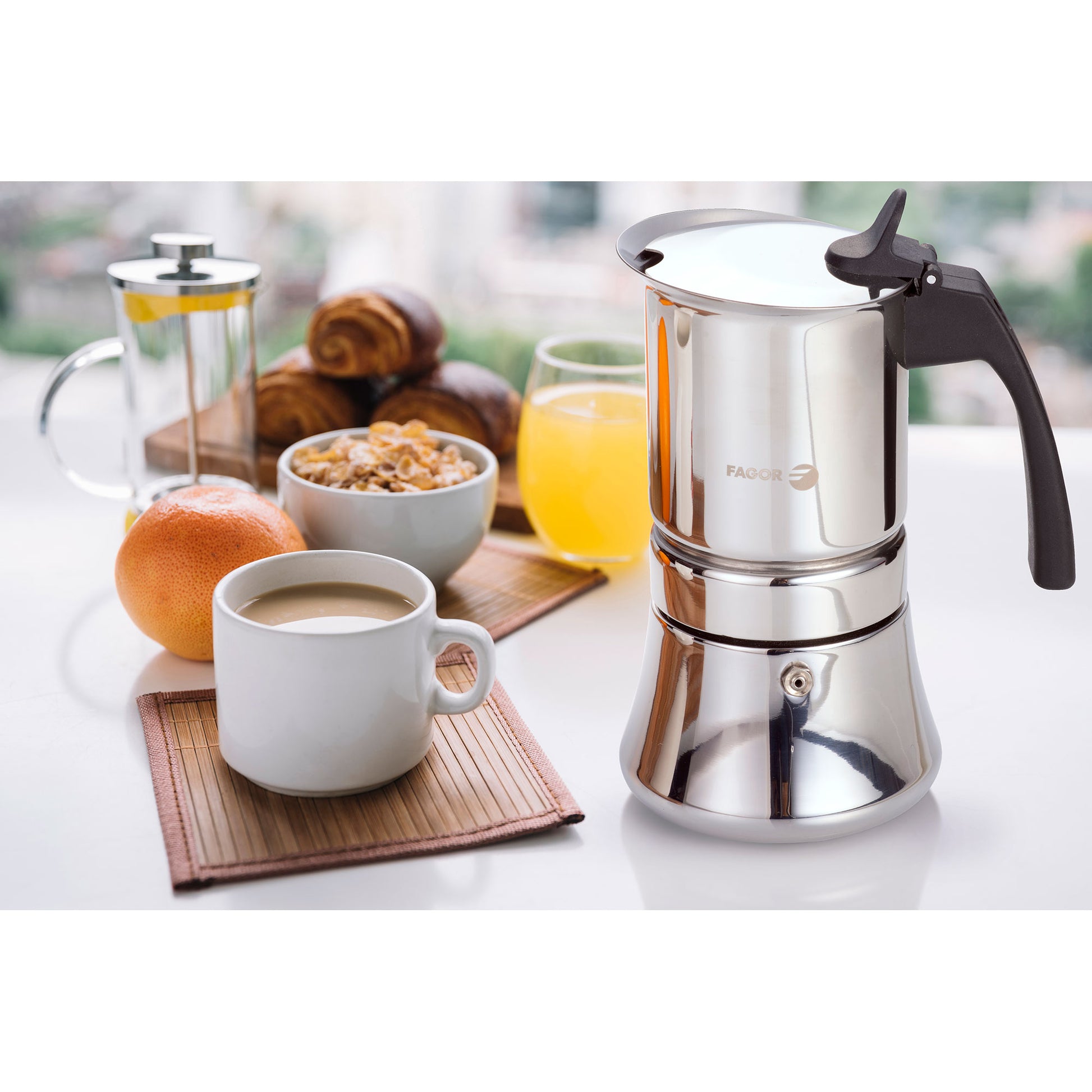 Cafetera Inox Etnica 10 Tazas Acero Inoxidable 18/10 Fagor_1