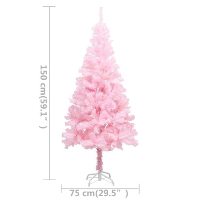 Vidaxl Árbol De Navidad Preiluminado Con Luces Y Soporte Rosa 150 Cm_2