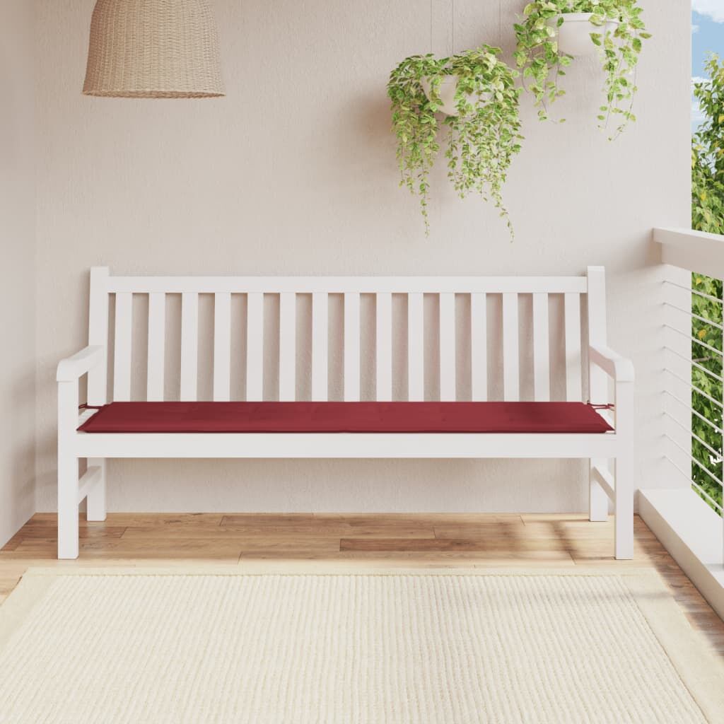 Vidaxl Cojín De Banco De Jardín Tela Oxford Rojo Tinto 180x50x3 Cm_1