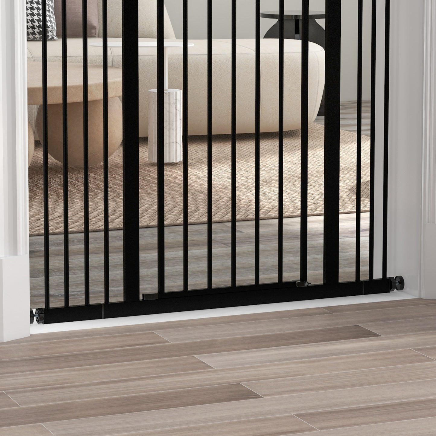 Pawhut Barrera Para Perros Con Ancho Ajustable 74-100 Cm Negro_4