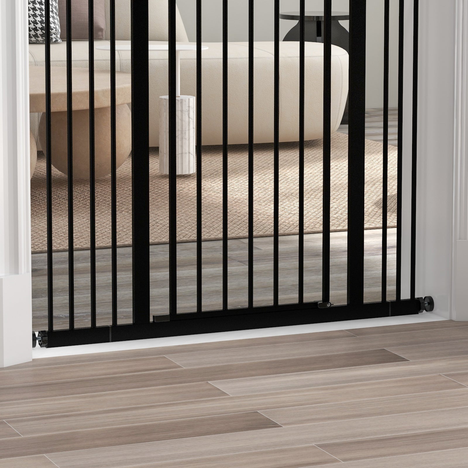 Pawhut Barrera Para Perros Con Ancho Ajustable 74-100 Cm Negro_4