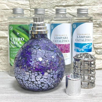 Lámpara Catalítica Mosaico Azul Océano + Fragancia Aroma Lollipop 500 Ml - Elimina Malos Olores, Impurezas Y Perfuma_5