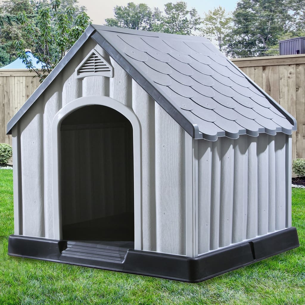 Caseta Para Perros Gris 92x87x91 Cm Plástico_2