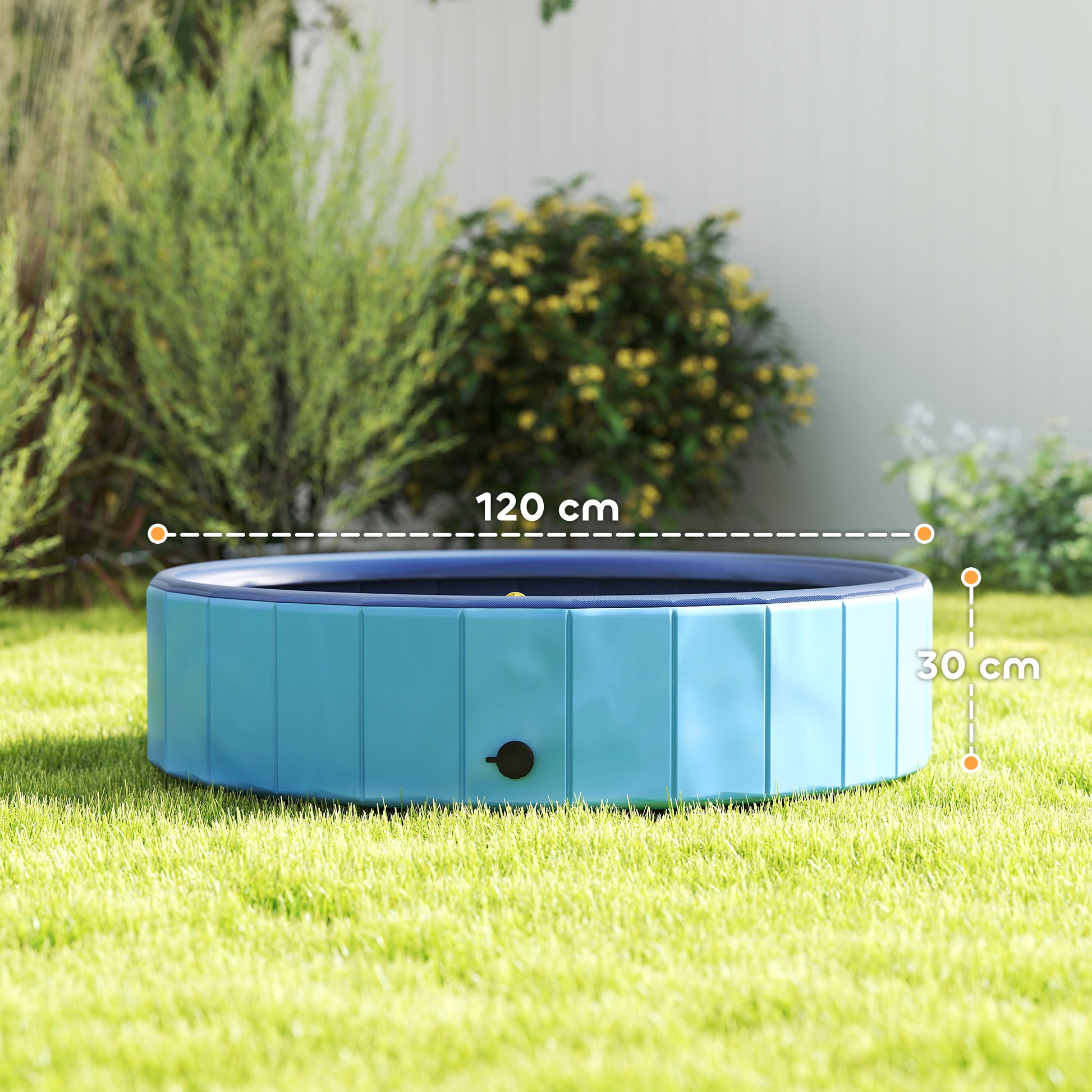 Pawhut Piscina Para Perros Plegable Con Aspersor Antideslizante Resistente Azul_2