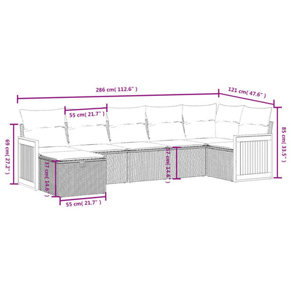 Set De Sofás De Jardín 7 Piezas Con Cojines Ratán Pe Gris / Vetonek_3