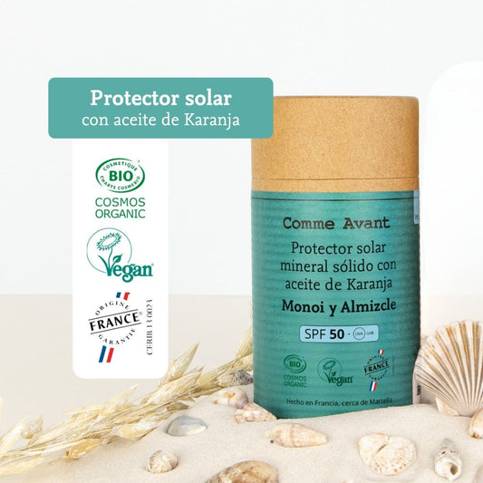 Protector Solar Mineral Sólido Spf50 Con Aceite De Karanja - Melocotón Y Albaricoque_0