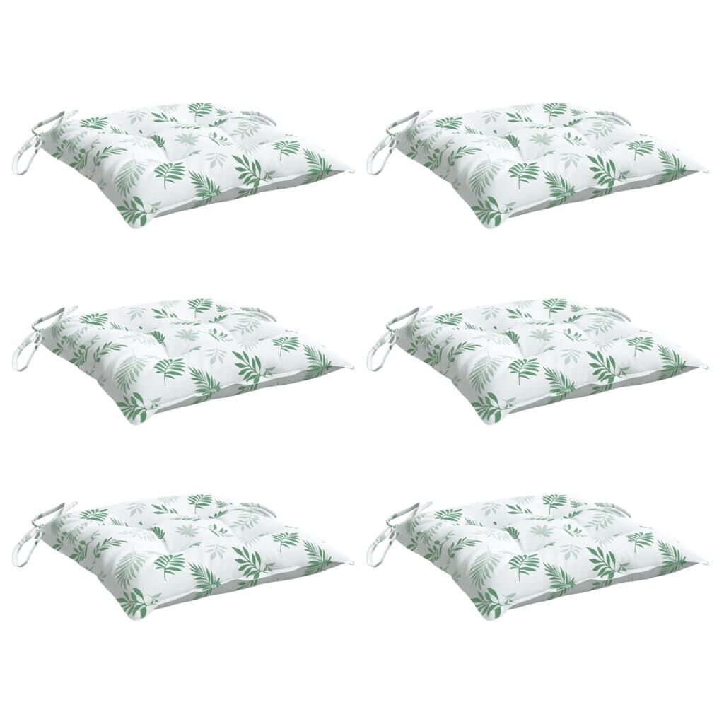 Vidaxl Cojines De Silla 6 Uds Tela Oxford Estampado Hojas 50x50x7 Cm_0