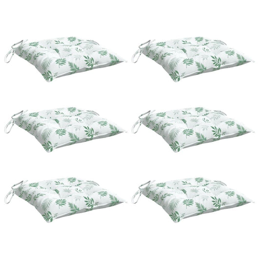 Vidaxl Cojines De Silla 6 Uds Tela Oxford Estampado Hojas 50x50x7 Cm_0