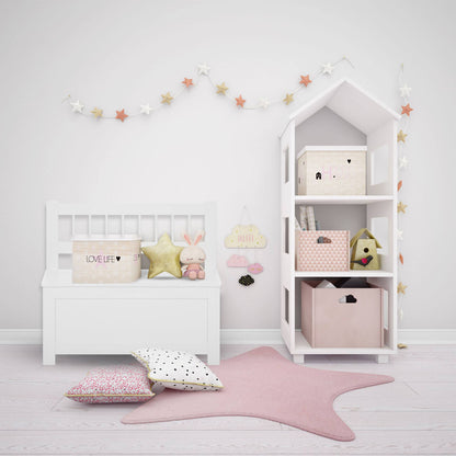 Well Home Banco De Almacenamiento Arcón Infantil De Madera Blanco - 74,5x34x64cm