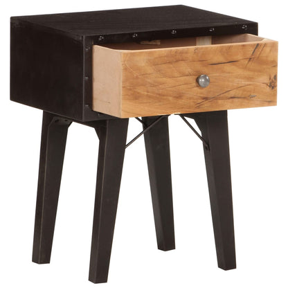 Mesita De Noche De Madera Maciza Reciclada 40x30x50 Cm_0
