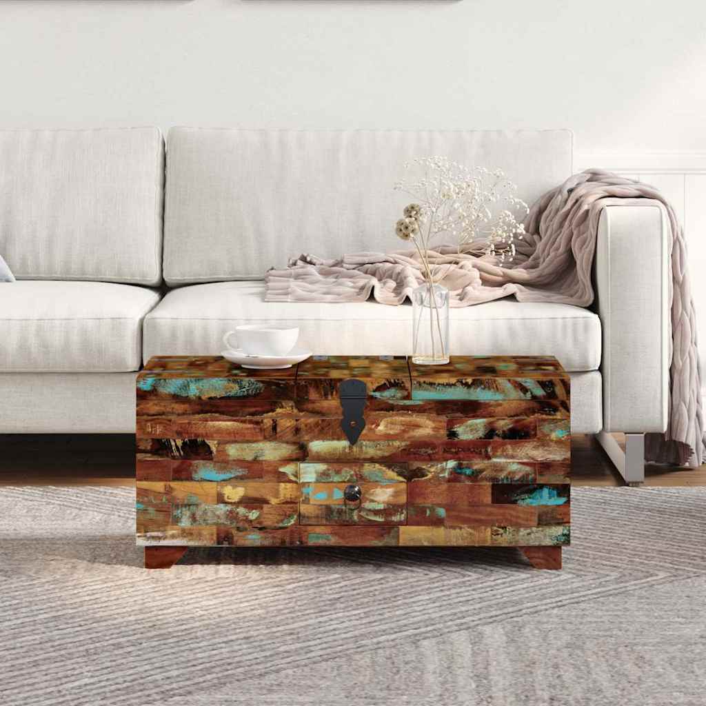 Mesa De Centro Baúl De Madera Maciza Reciclada 80x40x35 Cm_1