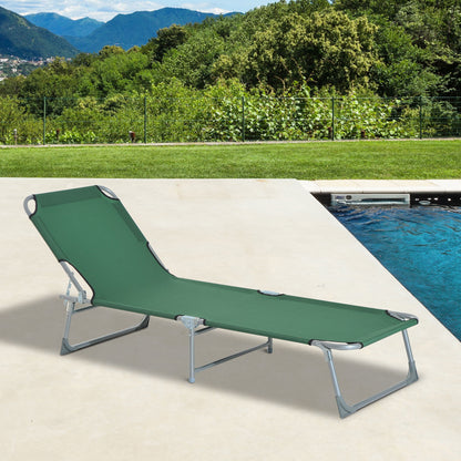 Outsunny Cama De Camping Plegable Tumbona Plegable Carga 120kg 187x58x28cm Verde_1