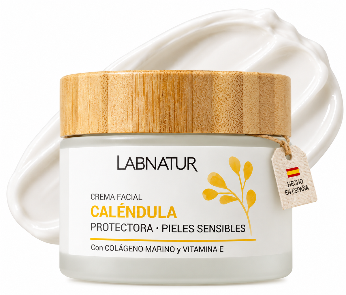 Crema Facial de Caléndula Labnatur 50 ml | Camomila, Almendras y Colágeno Marino | Cuidado Calmante para Piel Sensible_0