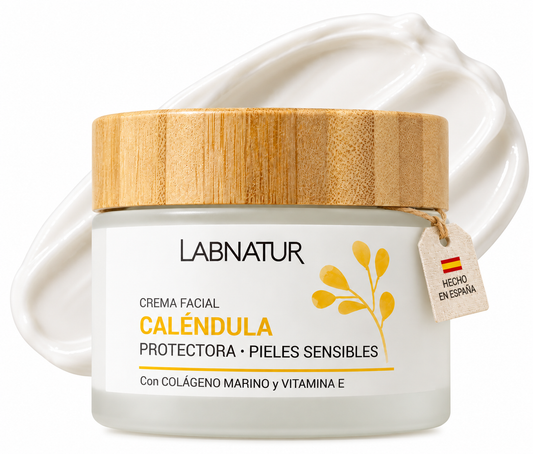Crema Facial de Caléndula Labnatur 50 ml | Camomila, Almendras y Colágeno Marino | Cuidado Calmante para Piel Sensible_0