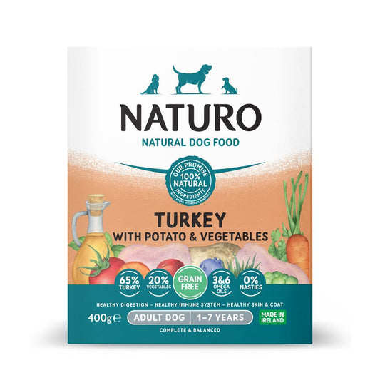 Naturo Comida Humeda Perro Grain Free Pavo Y Patata 400g X 7 Tarrinas_0