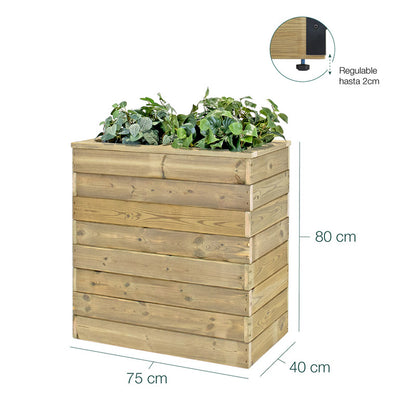 Jardinera De Madera Con Autorriego 75x40x80 Cm Nidum Basic Hortalia_5