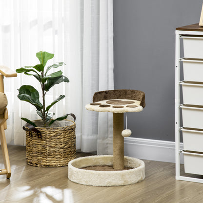 Pawhut Árbol Rascador Para Gatos Altura 44 Cm Con 2 Camas Poste De Yute Marrón_1
