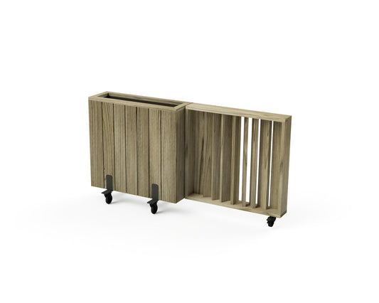 Kit Jardinera Alta De Madera Con Ruedas Y Barandilla 75x24x80 Cm Hortalia_0